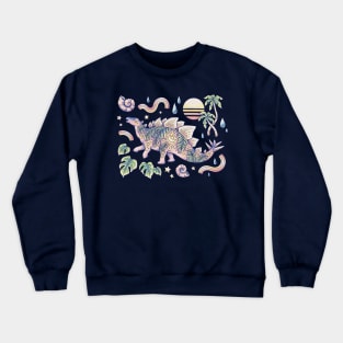 Jurassic Days, Jurassic Nights: Stegosaurus | Tropical Dinosaur Crewneck Sweatshirt